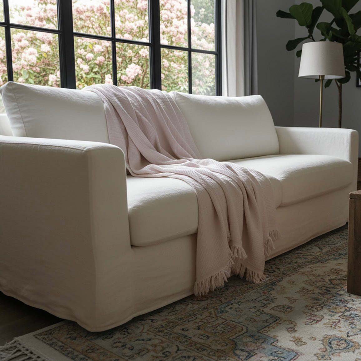 ANDREA BLUSH Cotton Muslin Throw