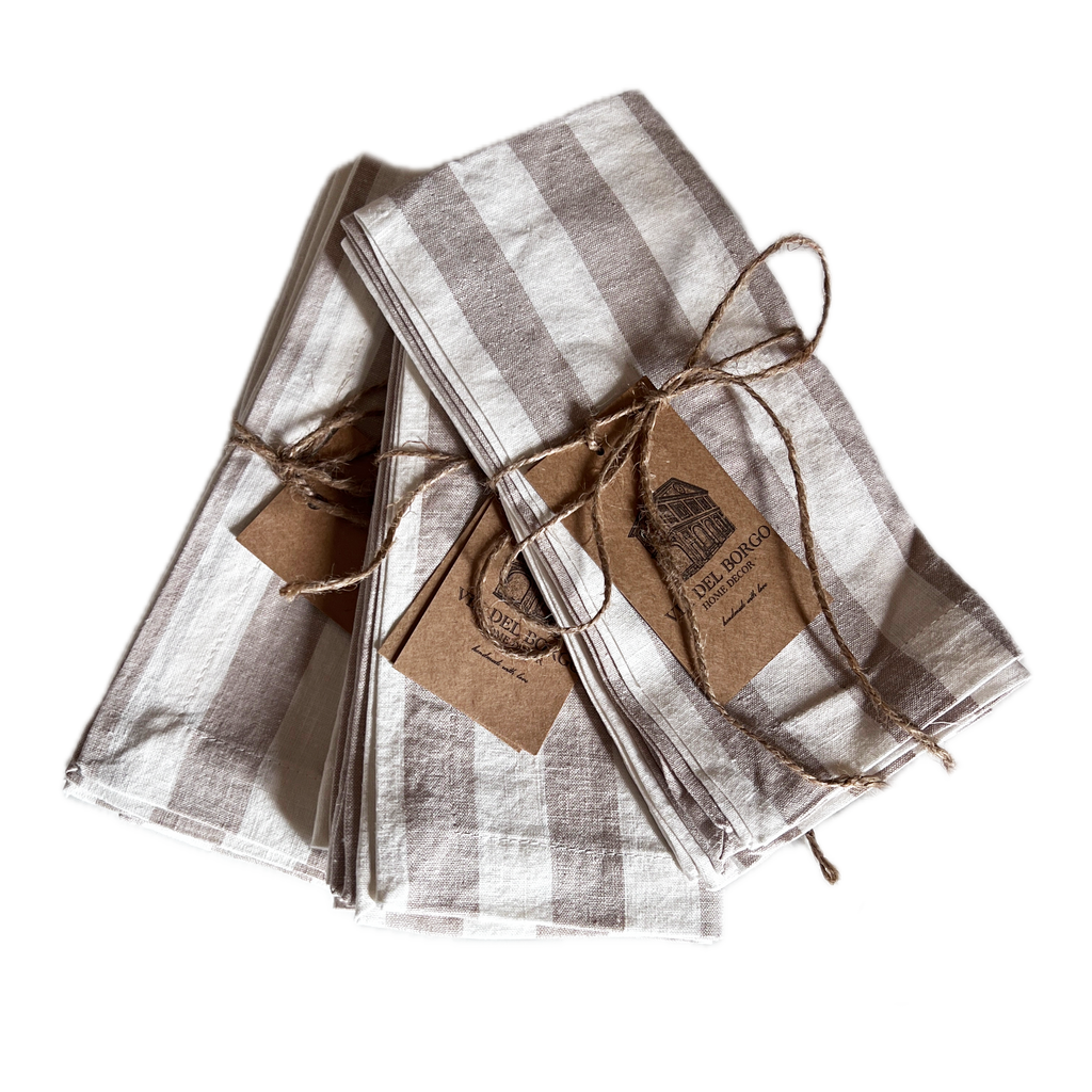 MONICA set of 2 striped linen napkins