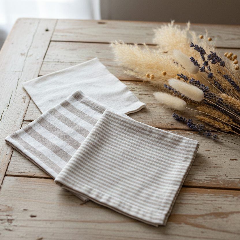 MONICA set of 2 striped linen napkins